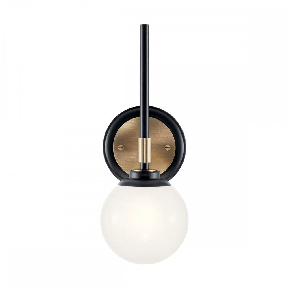 Kichler KL-BENNO1-BK-CPZ Benno 1 Light Bathroom Wall Light Black & Champagne Bronze