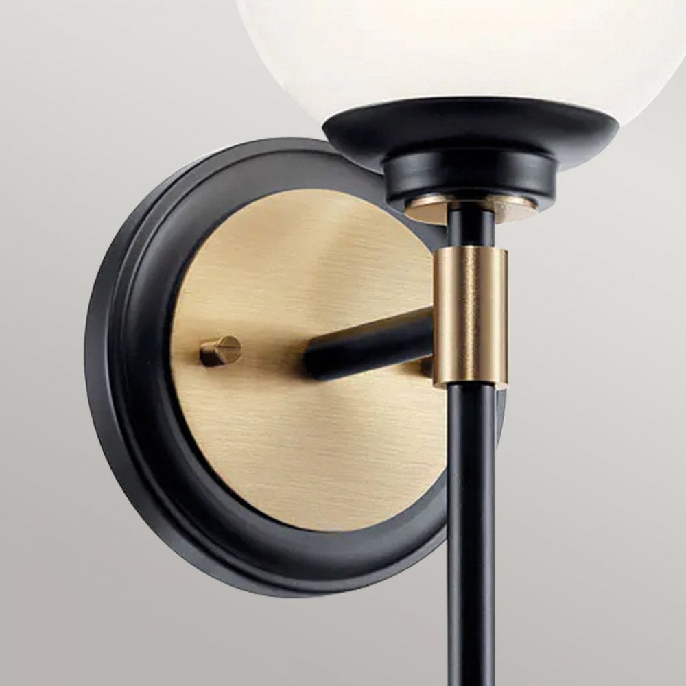 Kichler KL-BENNO1-BK-CPZ Benno 1 Light Bathroom Wall Light Black & Champagne Bronze