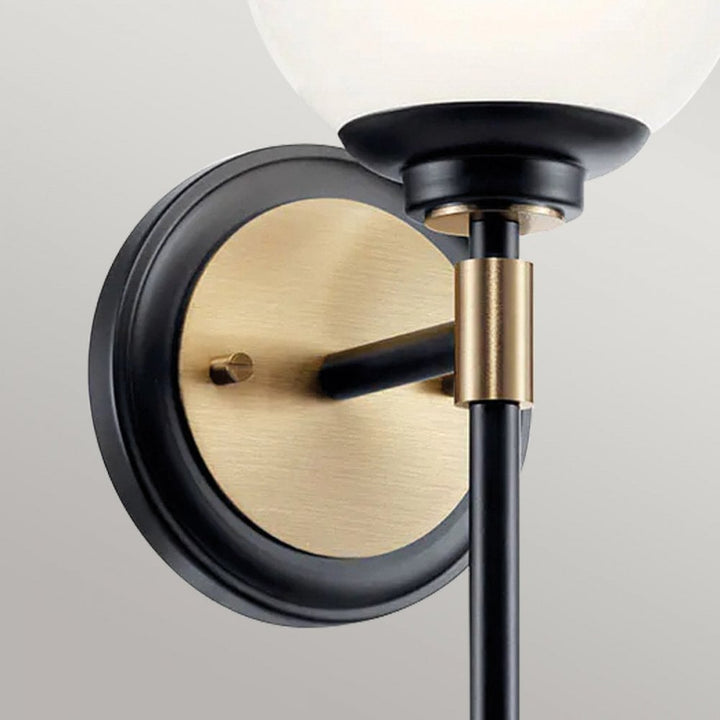 Kichler KL-BENNO1-BK-CPZ Benno 1 Light Bathroom Wall Light Black & Champagne Bronze
