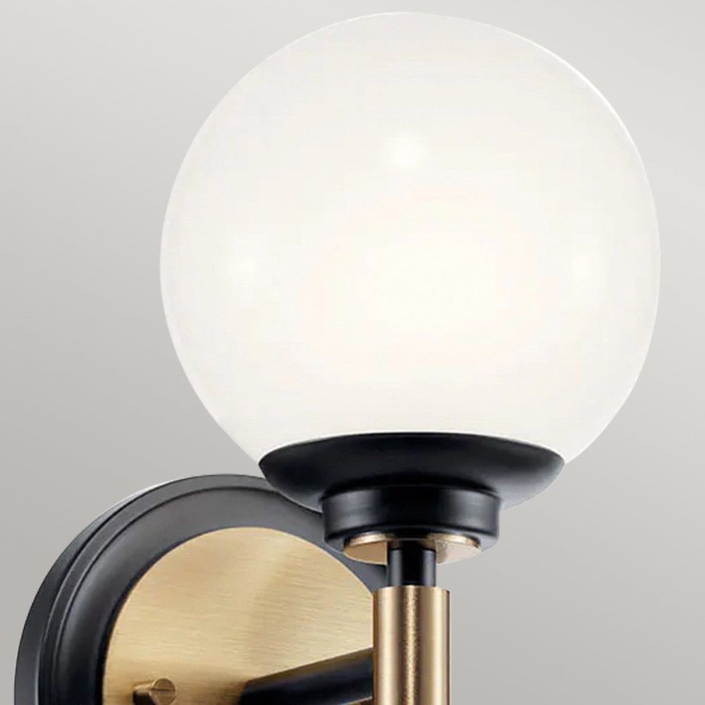 Kichler KL-BENNO1-BK-CPZ Benno 1 Light Bathroom Wall Light Black & Champagne Bronze