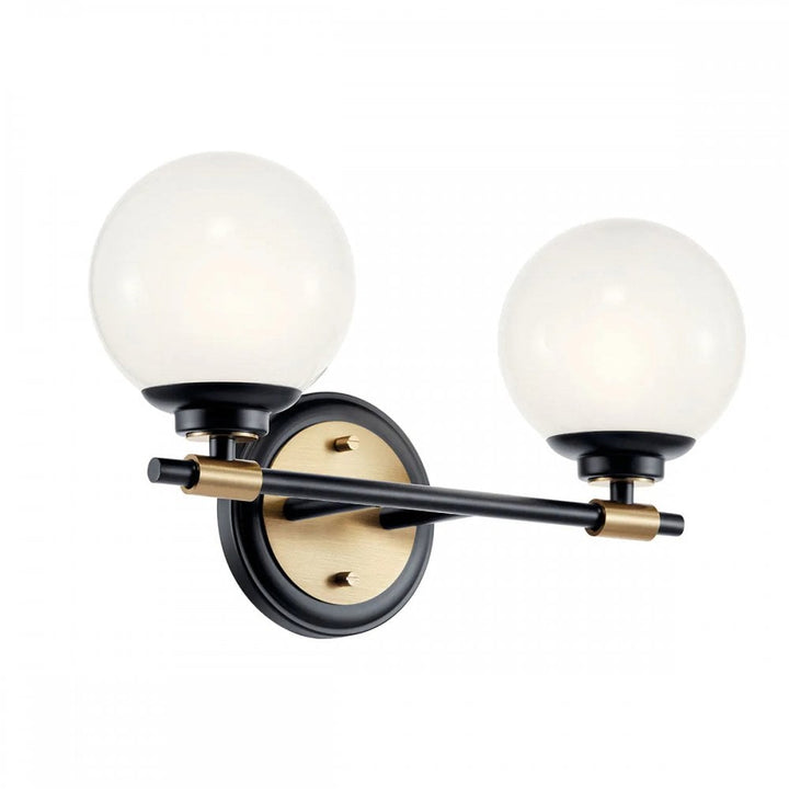 Kichler KL-BENNO2-BK-CPZ Benno 2 Light Bathroom Wall Light Black & Champagne Bronze