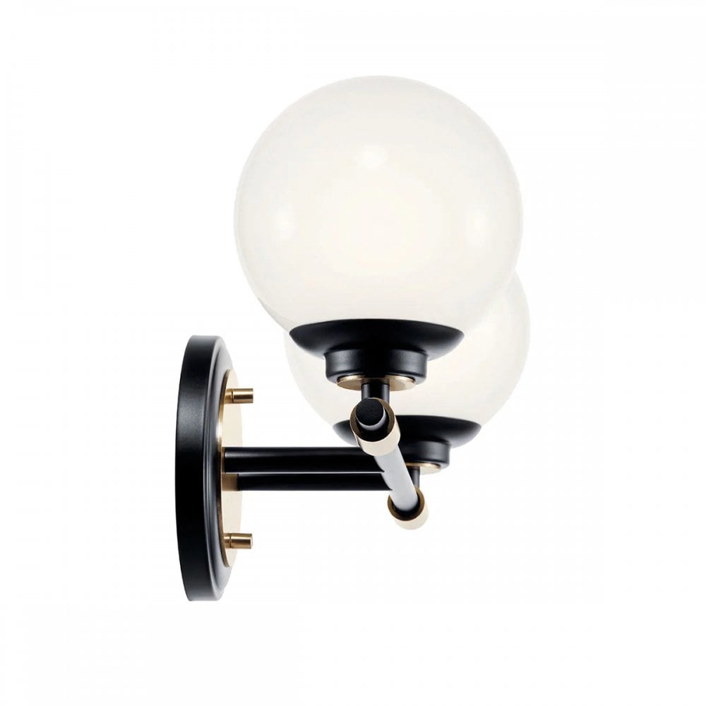 Kichler KL-BENNO2-BK-CPZ Benno 2 Light Bathroom Wall Light Black & Champagne Bronze