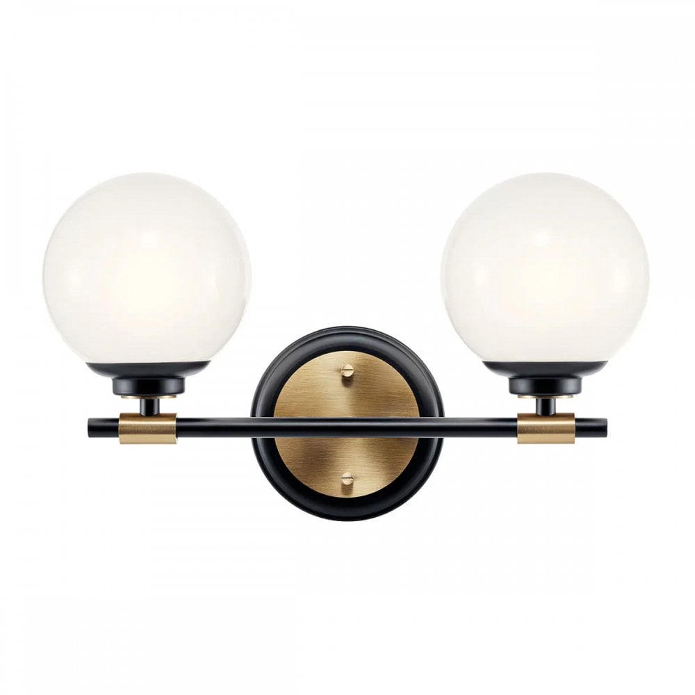 Kichler KL-BENNO2-BK-CPZ Benno 2 Light Bathroom Wall Light Black & Champagne Bronze