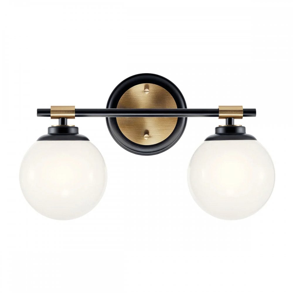 Kichler KL-BENNO2-BK-CPZ Benno 2 Light Bathroom Wall Light Black & Champagne Bronze