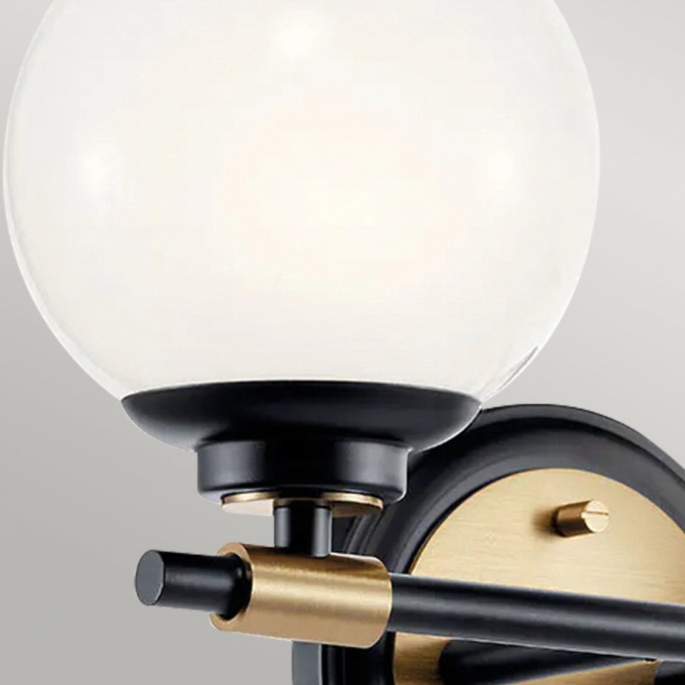 Kichler KL-BENNO2-BK-CPZ Benno 2 Light Bathroom Wall Light Black & Champagne Bronze