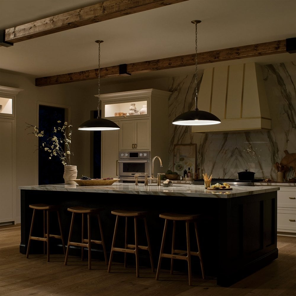 Kichler KL-DELAROSA-P-BK Delarosa 1 Light Pendant Black & Champagne Bronze