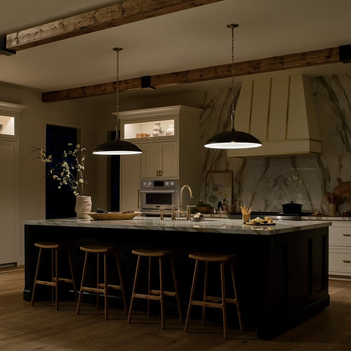 Kichler KL-DELAROSA-P-BK Delarosa 1 Light Pendant Black & Champagne Bronze