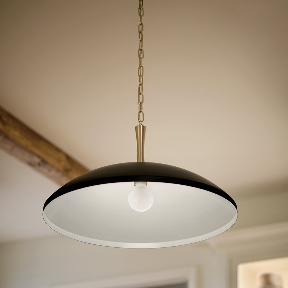 Kichler KL-DELAROSA-P-BK Delarosa 1 Light Pendant Black & Champagne Bronze