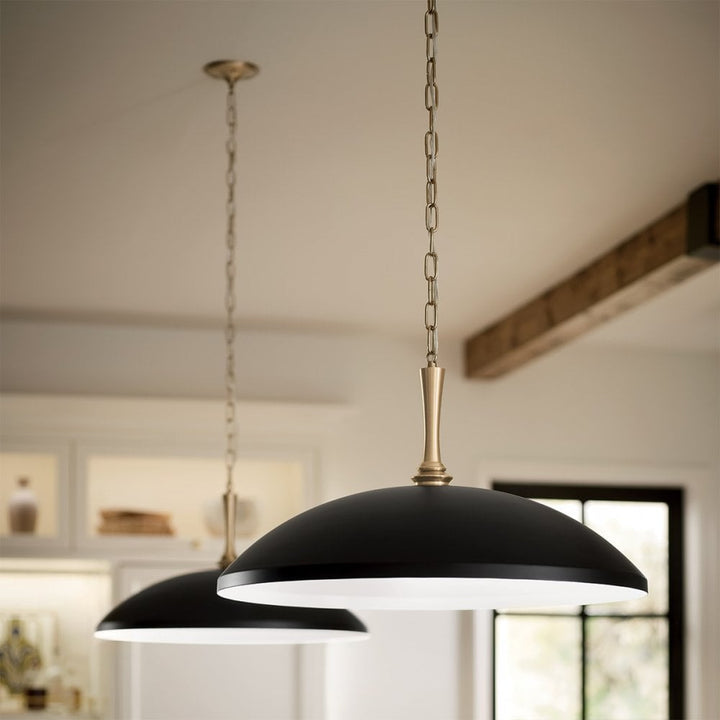 Kichler KL-DELAROSA-P-BK Delarosa 1 Light Pendant Black & Champagne Bronze