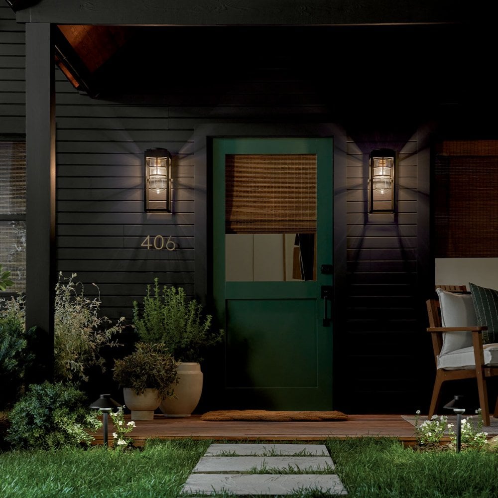 Kichler KL-HONE-M-BKT Hone 1 Light Medium Outdoor Wall Lantern Textured Black