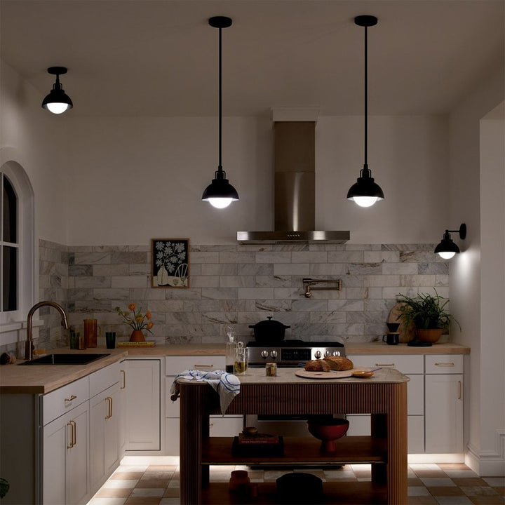 Kichler KL-NIVA-1W-1P-BK Niva 1 Light Pendant, Semi-flush or Wall. Black