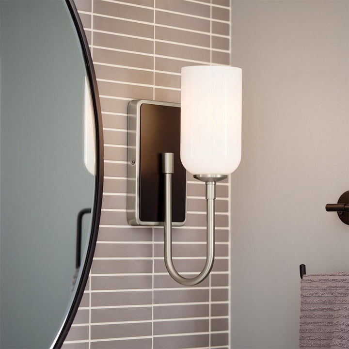 Kichler KL-SOLIA-1W-BNB Solia 1 Light Bathroom Wall Light Brushed Nickel & Black