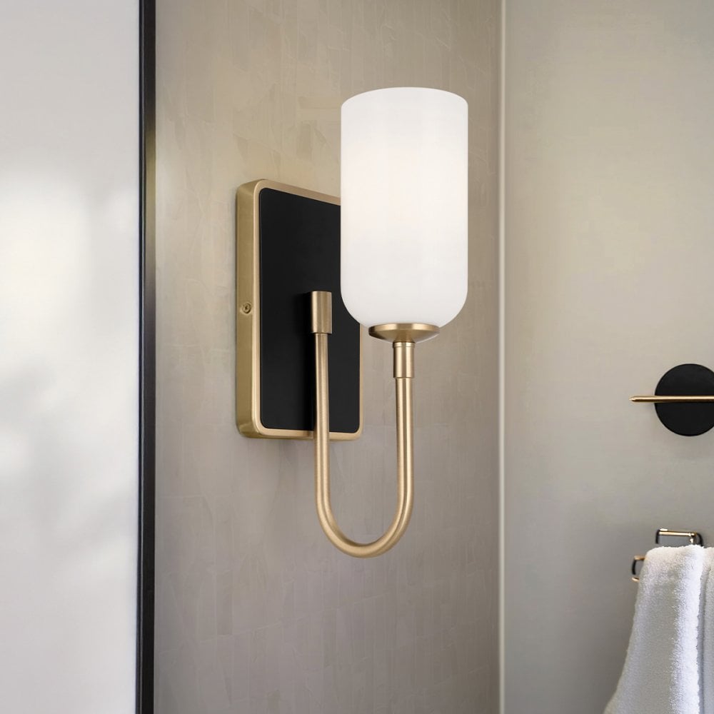 Kichler KL-SOLIA-1W-CPZB Solia 1 Light Bathroom Wall Light Champagne Bronze & Black