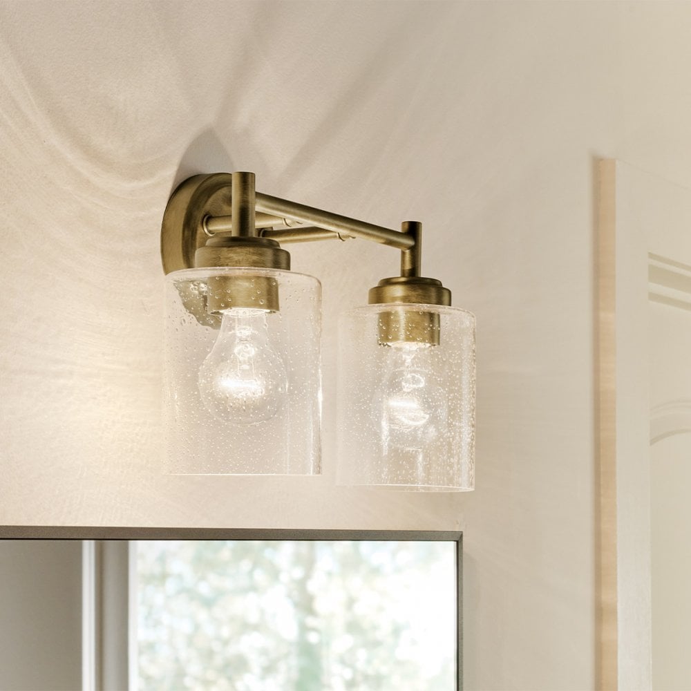Kichler KL-WINSLOW-2W-NBR Winslow 2 Light Wall Light Natural Brass