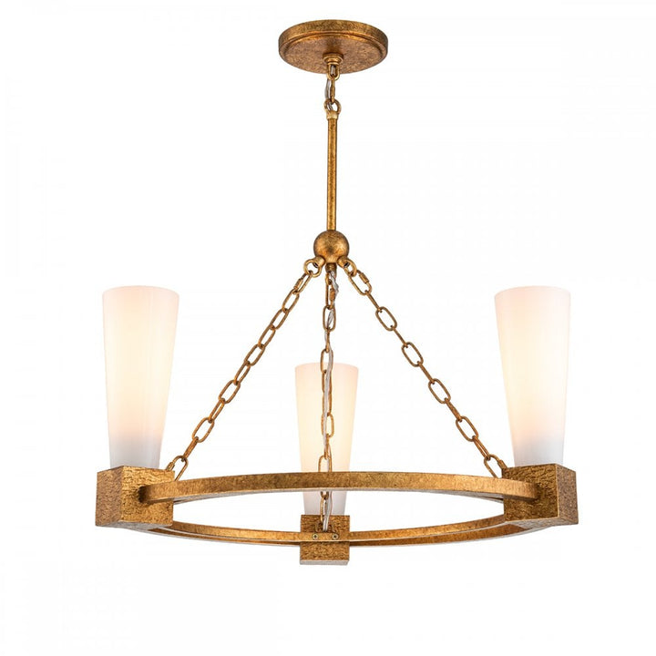 Elstead KRISTY3-DG-OPAL Kristy 3 Light Chandelier Distressed Gold