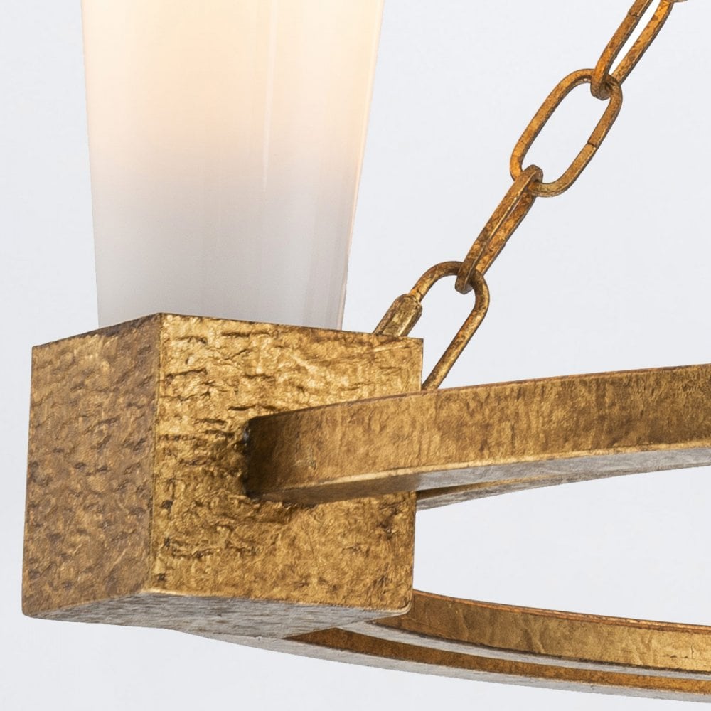Elstead KRISTY3-DG-OPAL Kristy 3 Light Chandelier Distressed Gold