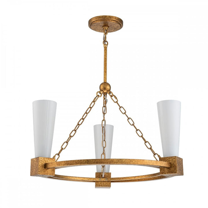 Elstead KRISTY3-DG-OPAL Kristy 3 Light Chandelier Distressed Gold