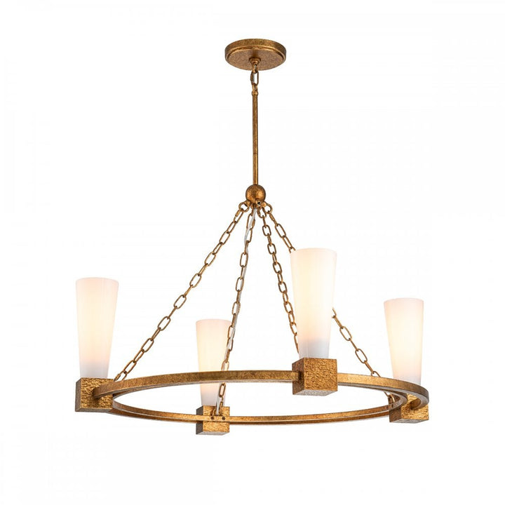 Elstead KRISTY4-DG-OPAL Kristy 4 Light Chandelier Distressed Gold