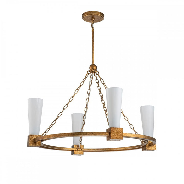 Elstead KRISTY4-DG-OPAL Kristy 4 Light Chandelier Distressed Gold
