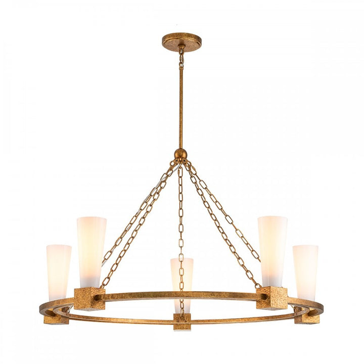 Elstead KRISTY5-DG-OPAL Kristy 5 Light Chandelier Distressed Gold