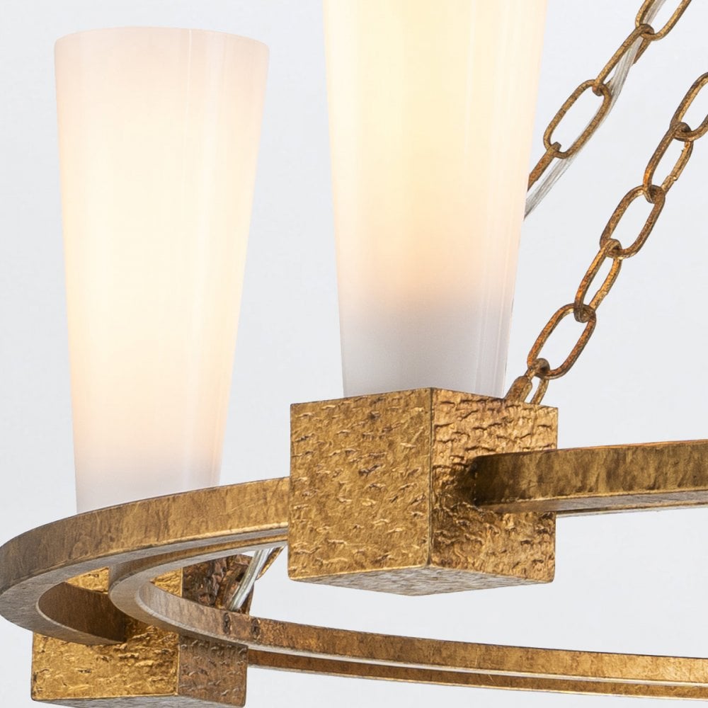 Elstead KRISTY5-DG-OPAL Kristy 5 Light Chandelier Distressed Gold