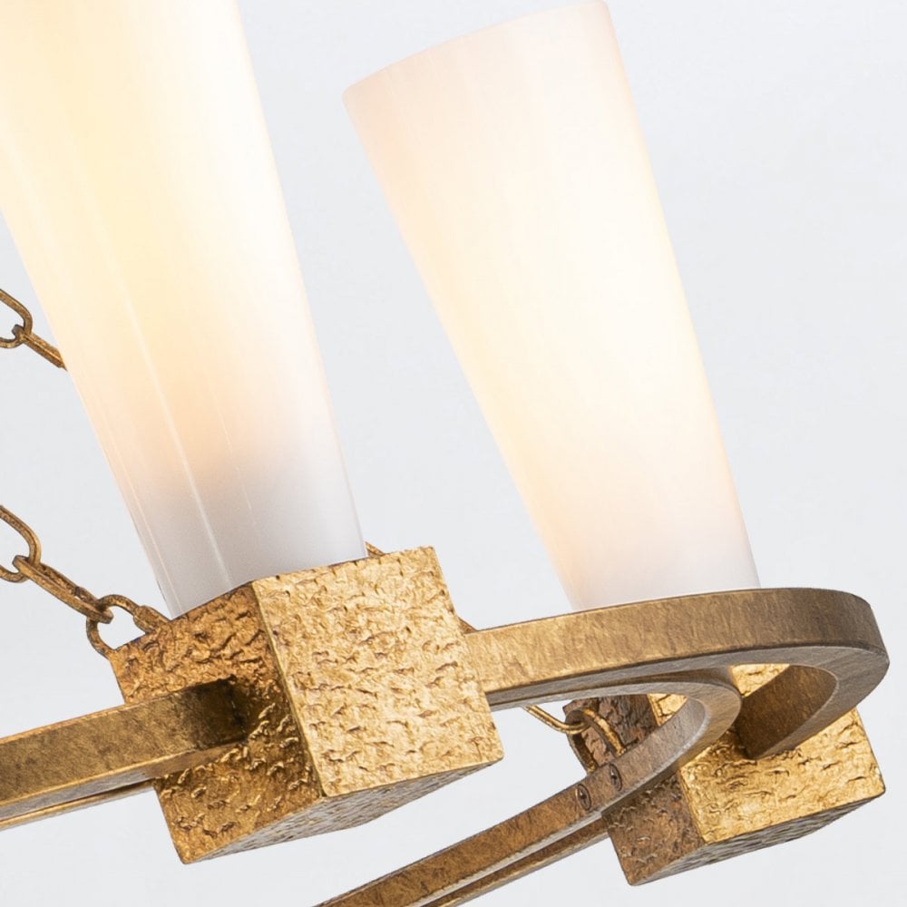 Elstead KRISTY5-DG-OPAL Kristy 5 Light Chandelier Distressed Gold