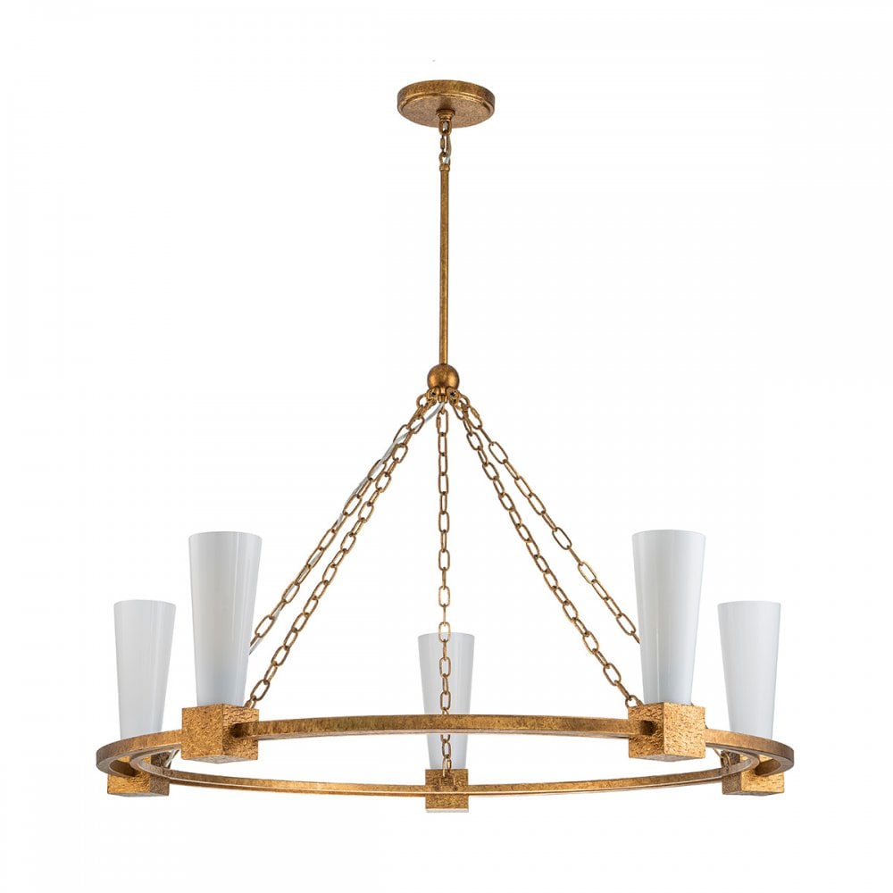 Elstead KRISTY5-DG-OPAL Kristy 5 Light Chandelier Distressed Gold
