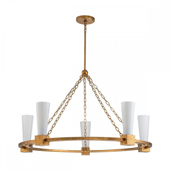 Elstead KRISTY5-DG-OPAL Kristy 5 Light Chandelier Distressed Gold