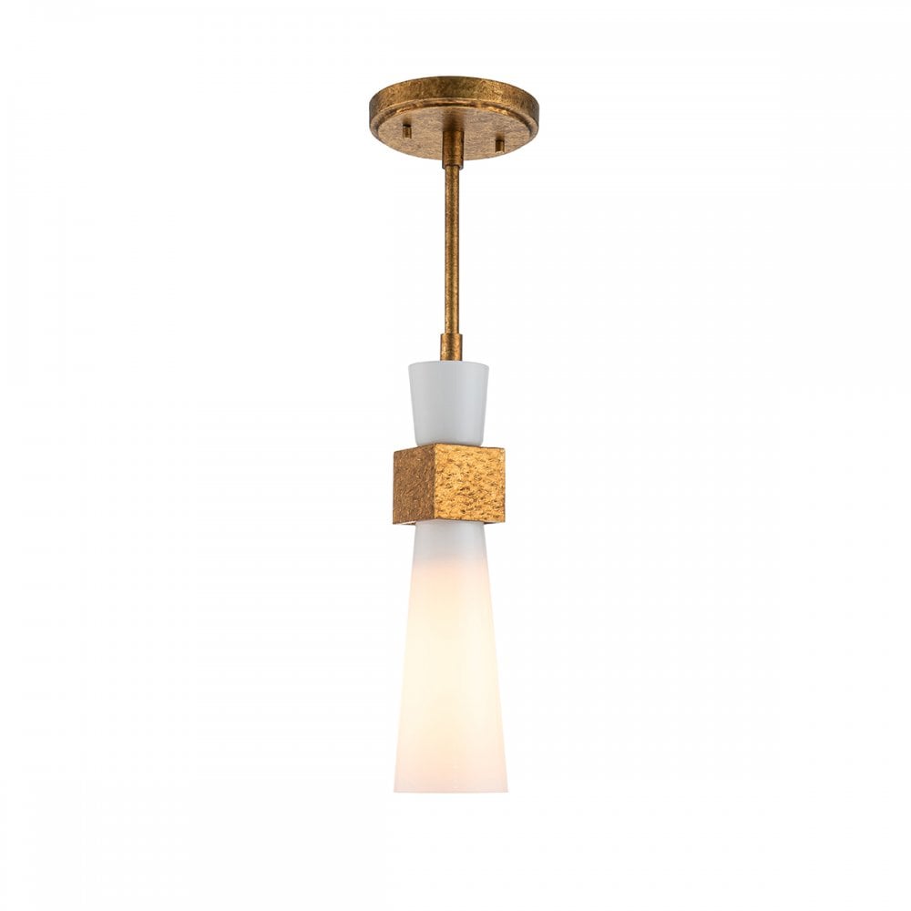Elstead KRISTY-MP-DG-OPAL Kristy 1 Light Mini Pendant Distressed Gold