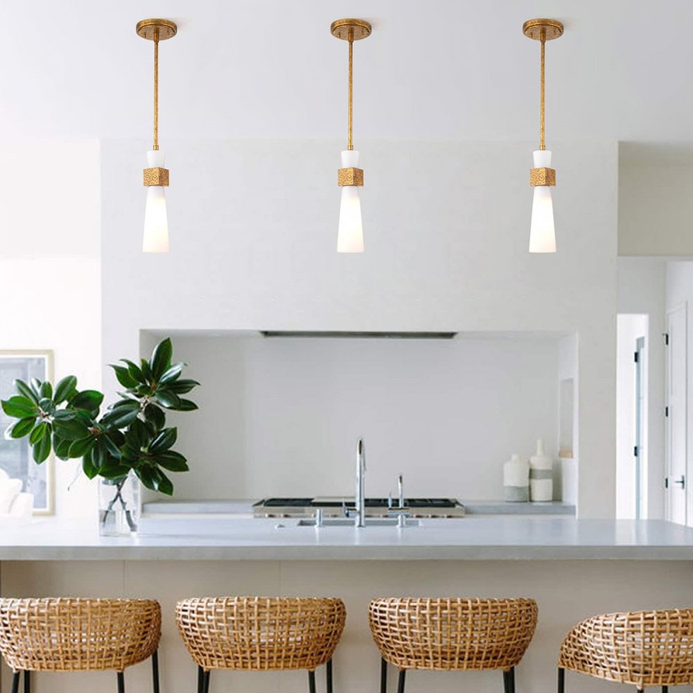 Elstead KRISTY-MP-DG-OPAL Kristy 1 Light Mini Pendant Distressed Gold