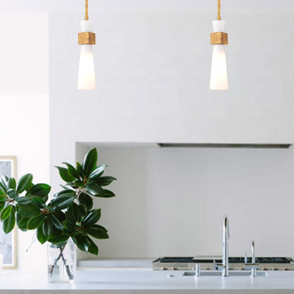 Elstead KRISTY-MP-DG-OPAL Kristy 1 Light Mini Pendant Distressed Gold