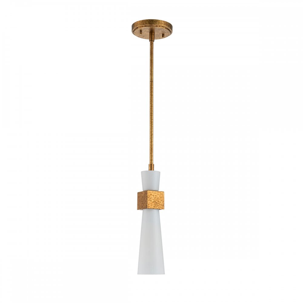 Elstead KRISTY-MP-DG-OPAL Kristy 1 Light Mini Pendant Distressed Gold