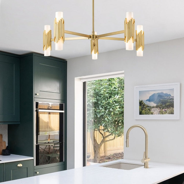 Elstead MARVELE10-AB-OPAL Marvele 10 Light Chandelier Aged Brass
