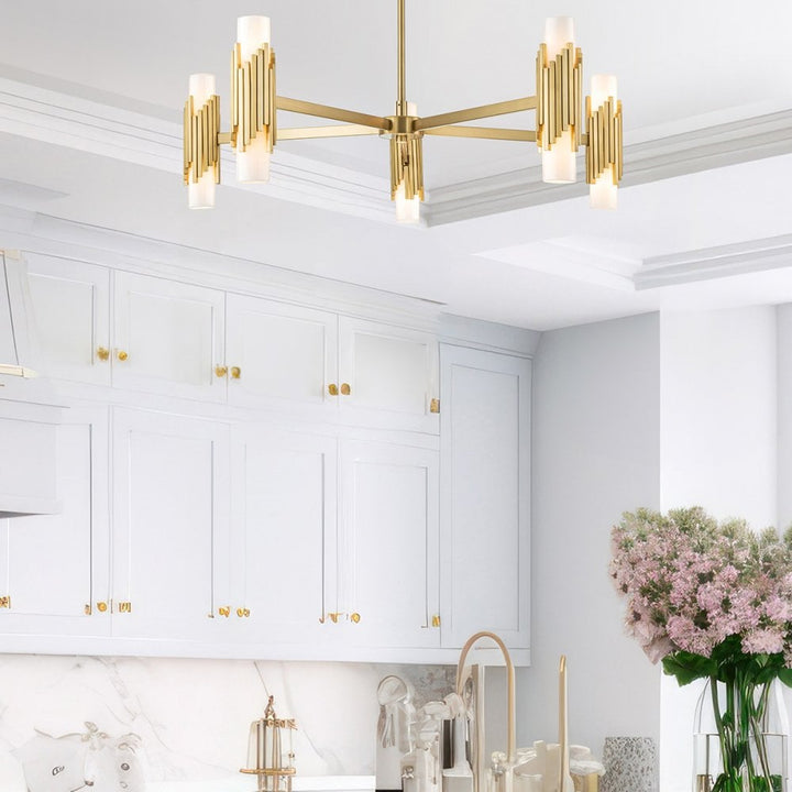 Elstead MARVELE10-AB-OPAL Marvele 10 Light Chandelier Aged Brass