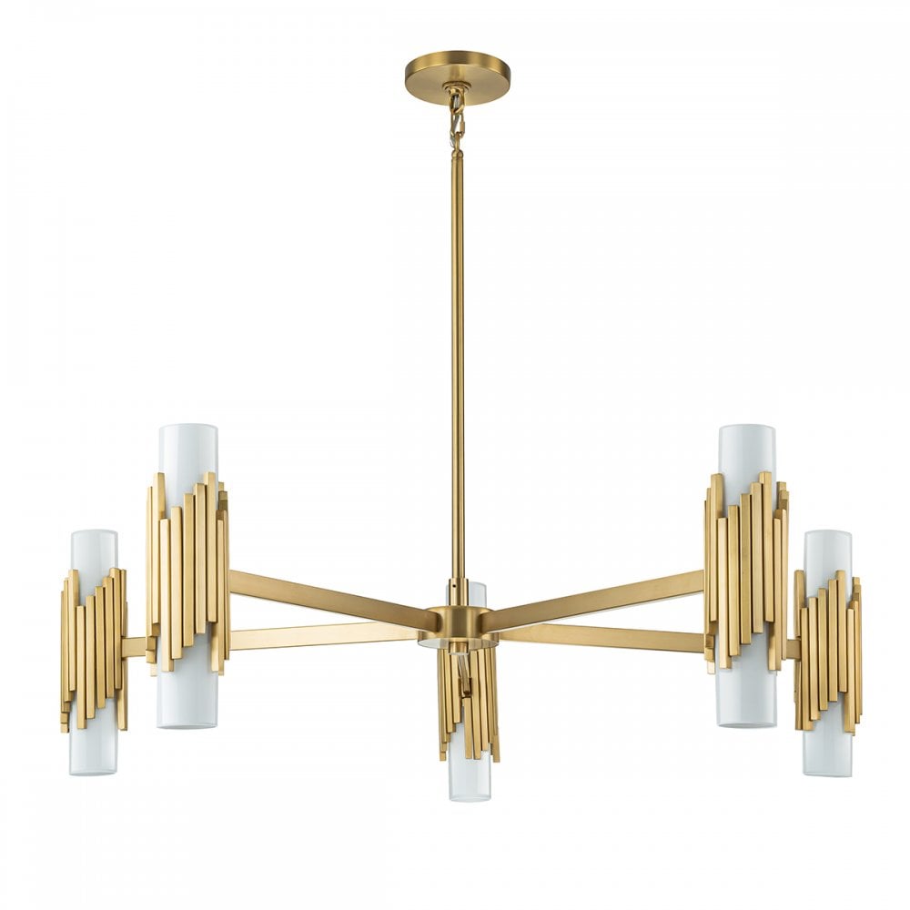 Elstead MARVELE10-AB-OPAL Marvele 10 Light Chandelier Aged Brass