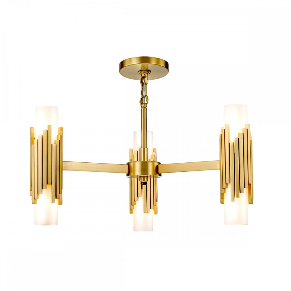 Elstead MARVELE6-AB-OPAL Marvele 6 Light Chandelier Aged Brass