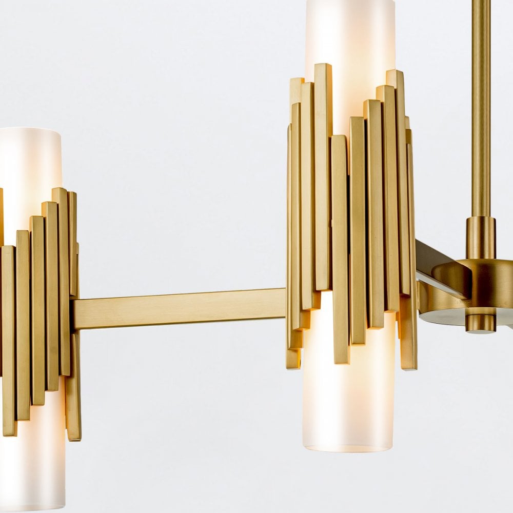 Elstead MARVELE8-AB-OPAL Marvele 8 Light Chandelier Aged Brass