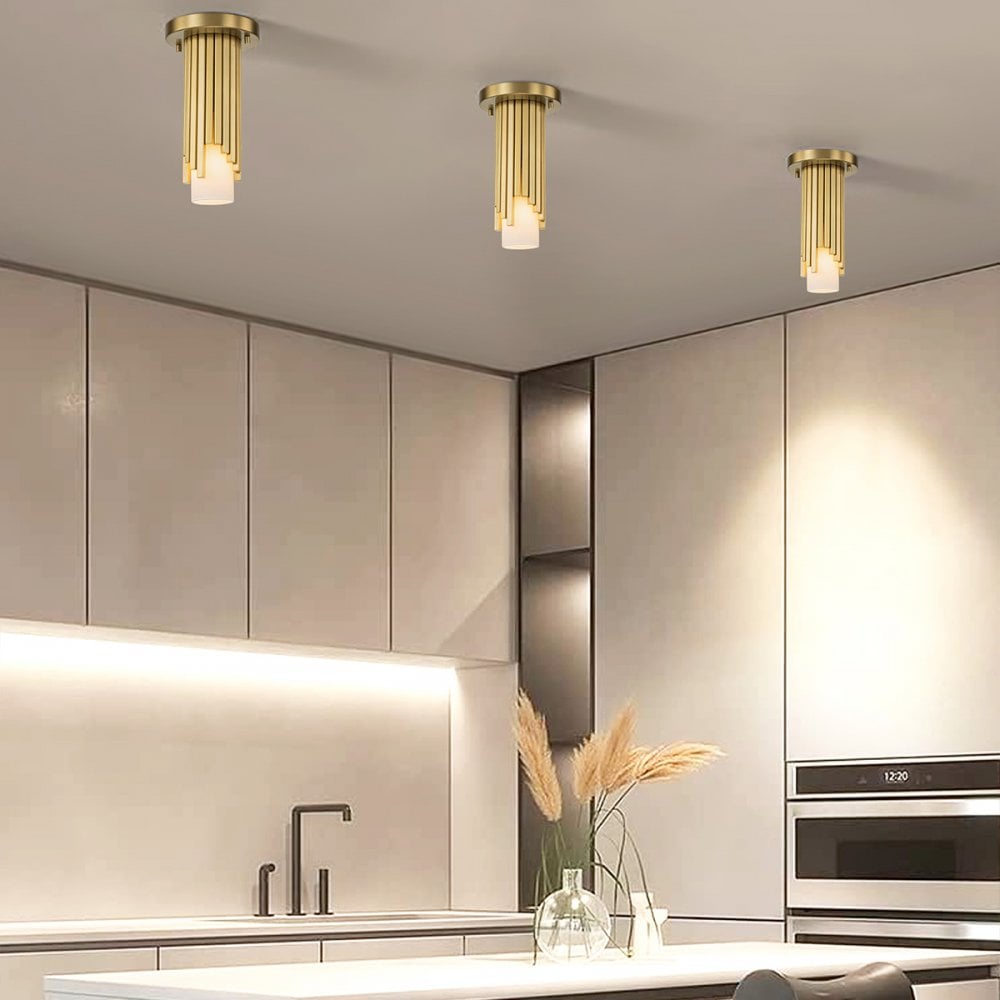 Elstead MARVELE-MP-AB-OPAL Marvele 1 Light Mini Pendant Aged Brass