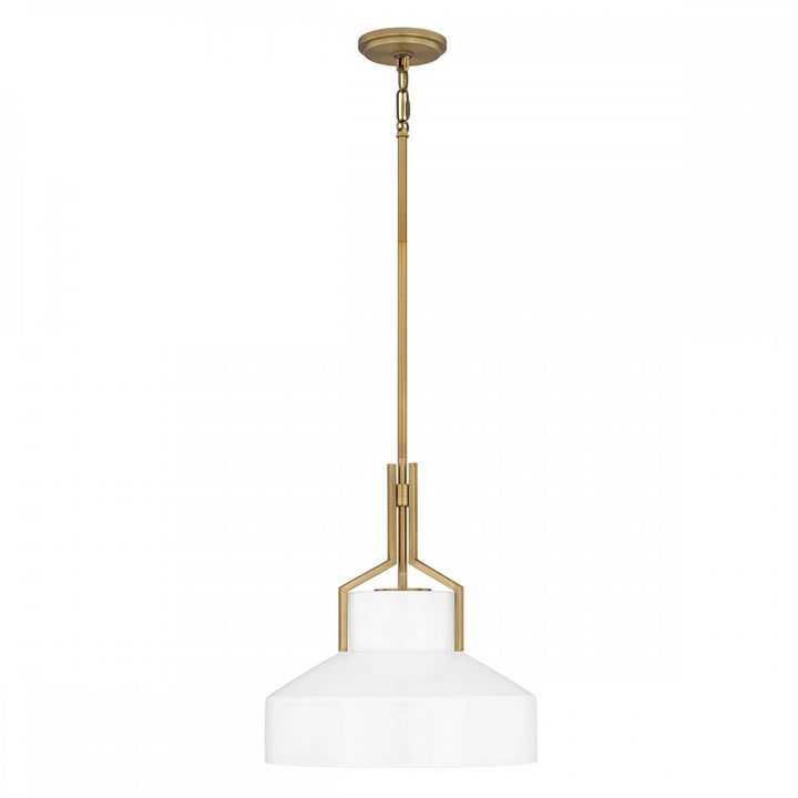 Quoizel QZ-BRECKEN-2P-AB-ABG Brecken 2 Light Pendant Aged Brass and faux Alabaster glass Shade