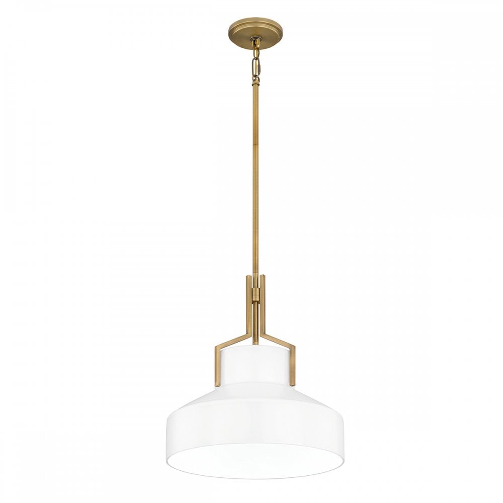 Quoizel QZ-BRECKEN-2P-AB-ABG Brecken 2 Light Pendant Aged Brass and faux Alabaster glass Shade