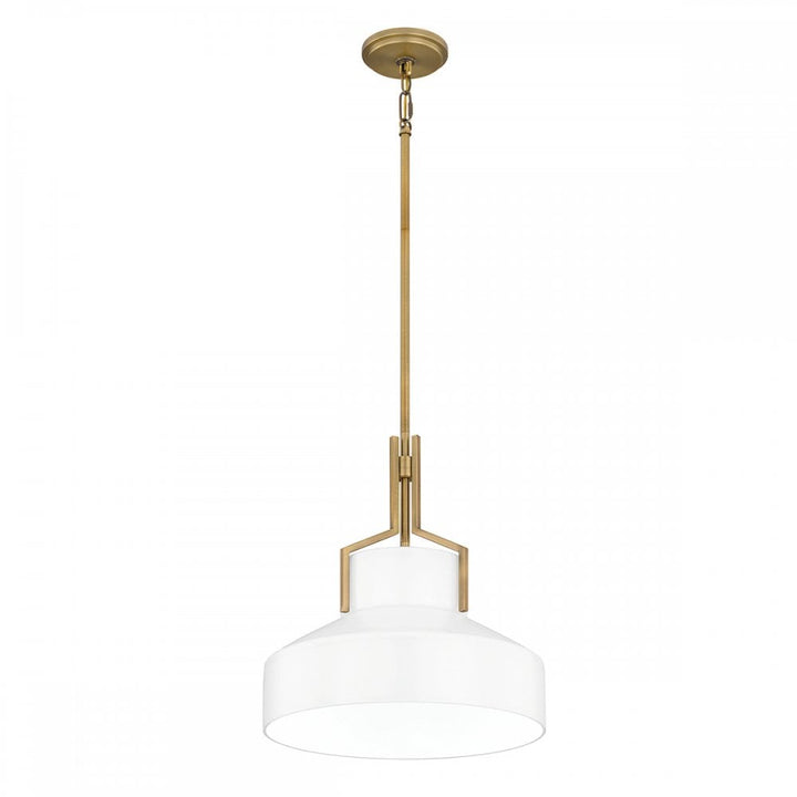 Quoizel QZ-BRECKEN-2P-AB-ABG Brecken 2 Light Pendant Aged Brass and faux Alabaster glass Shade