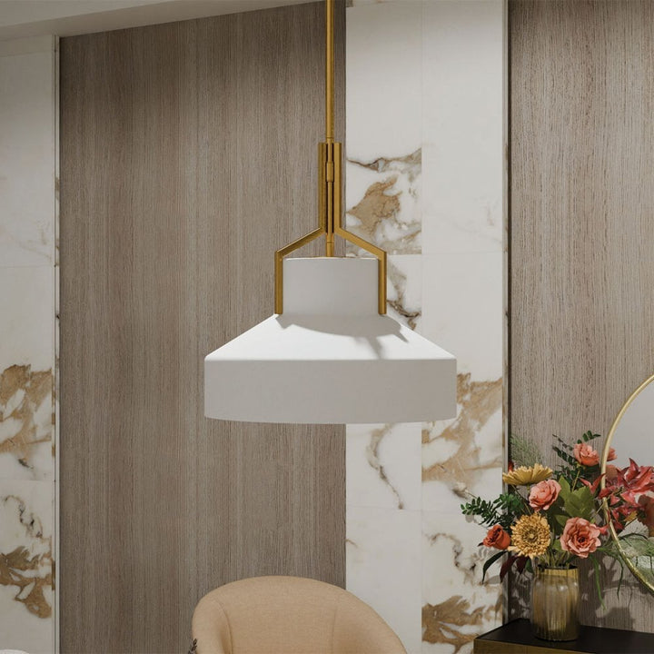 Quoizel QZ-BRECKEN-2P-AB-ABG Brecken 2 Light Pendant Aged Brass and faux Alabaster glass Shade