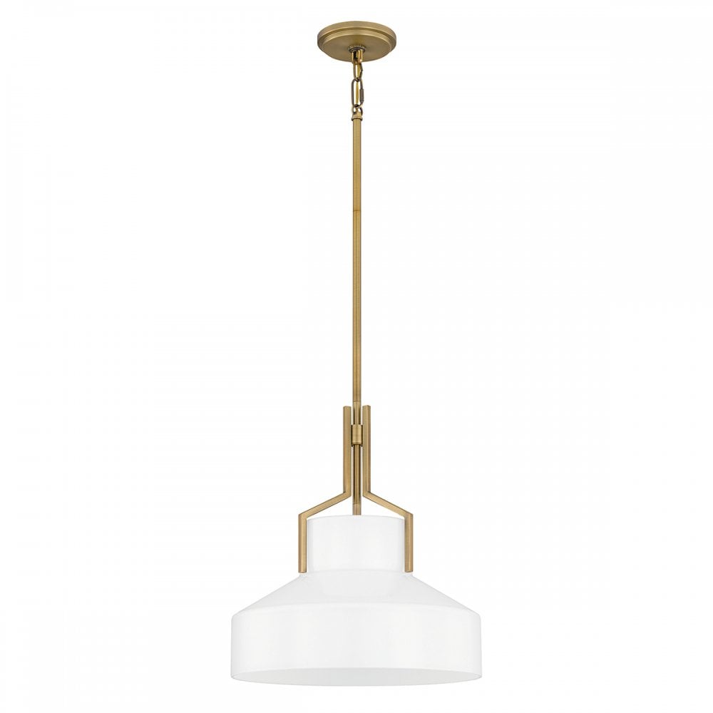 Quoizel QZ-BRECKEN-2P-AB-ABG Brecken 2 Light Pendant Aged Brass and faux Alabaster glass Shade