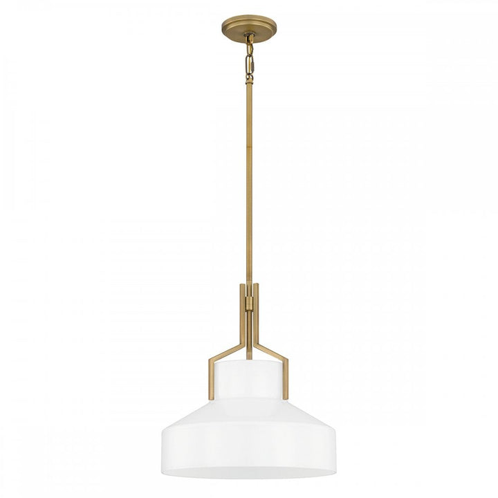 Quoizel QZ-BRECKEN-2P-AB-ABG Brecken 2 Light Pendant Aged Brass and faux Alabaster glass Shade