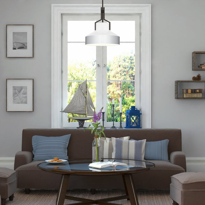 Quoizel QZ-BRECKEN-2P-AB-OPAL Brecken 2 Light Pendant Aged Brass and Cased Opal glass Shade