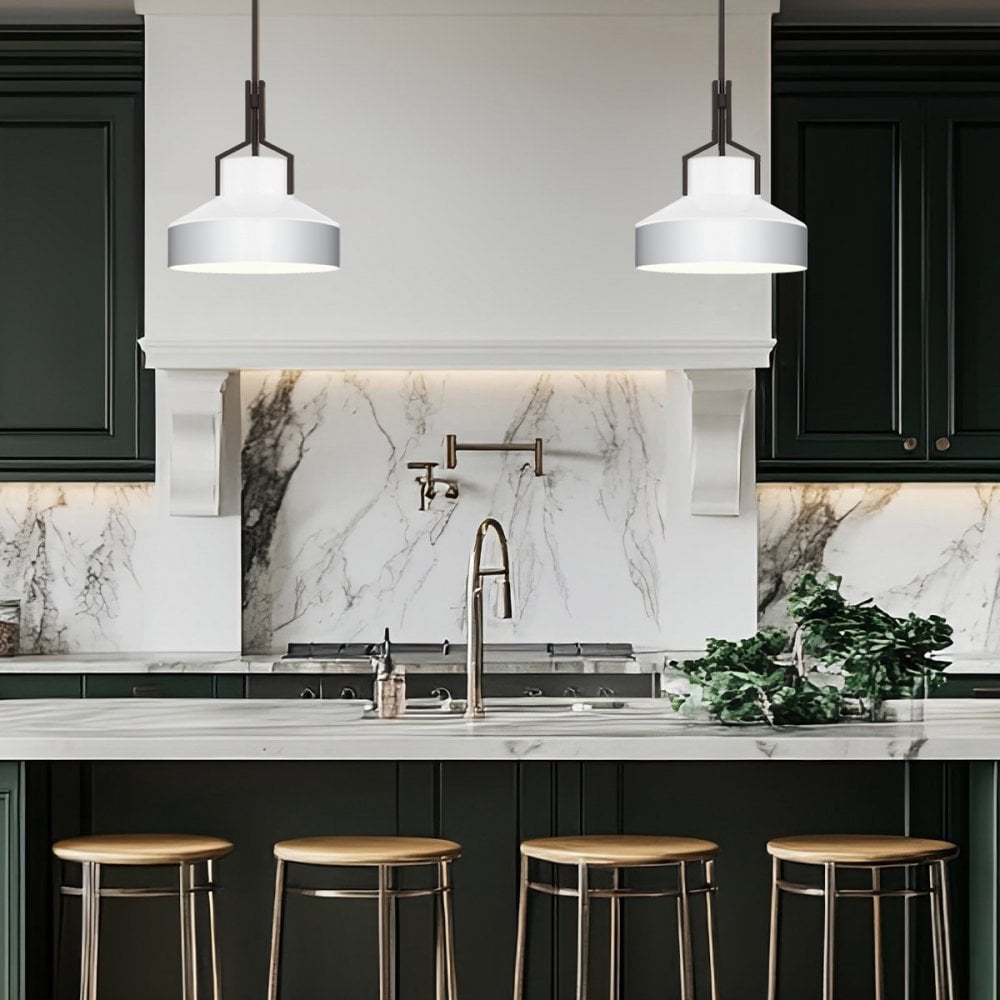 Quoizel QZ-BRECKEN-2P-AB-OPAL Brecken 2 Light Pendant Aged Brass and Cased Opal glass Shade