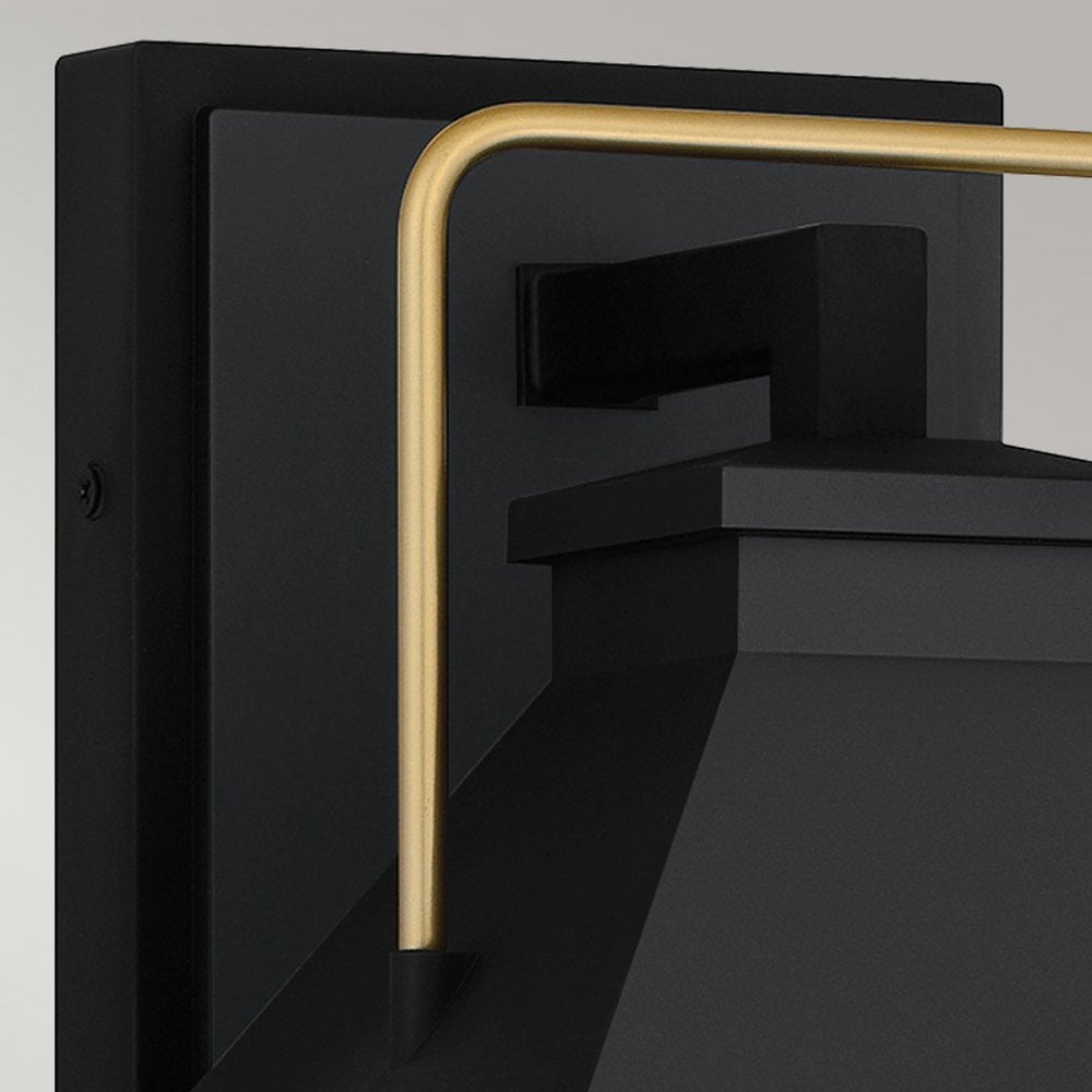 Quoizel QZ-BUCKLEY-M-MBK Buckley 1 Light Medium Outdoor Wall Lantern Matt Black & Brass Accent