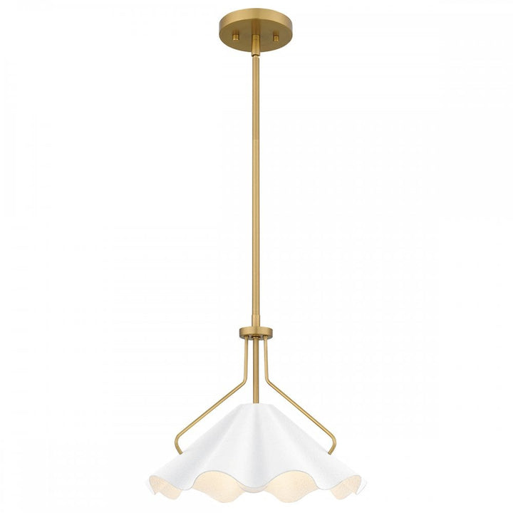 Quoizel QZ-MEJIA-1P-S-AB Mejia 1 Light Pendant Aged Brass, Textured White Steel Shade