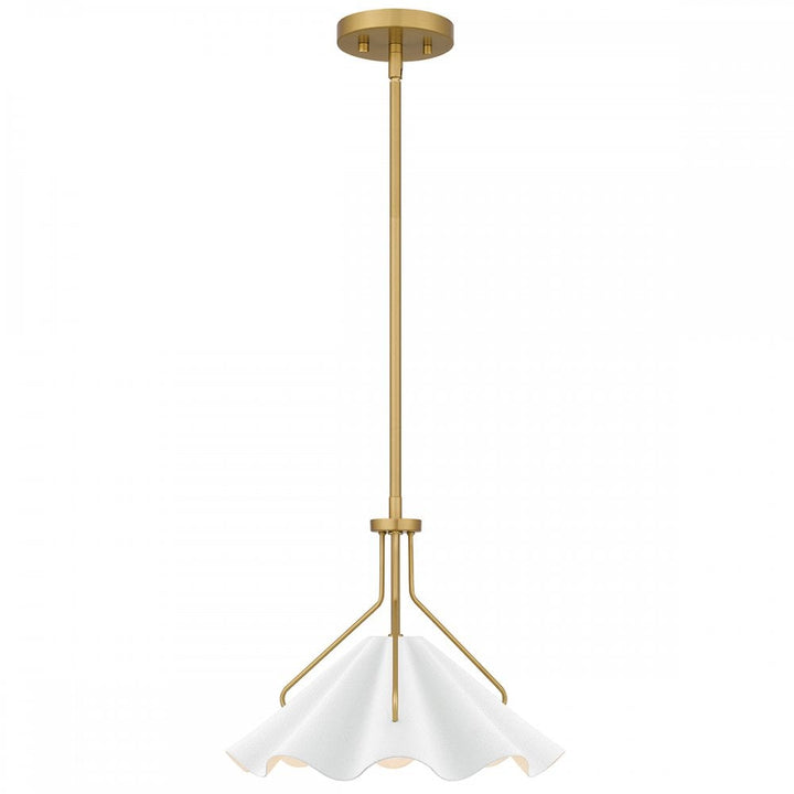 Quoizel QZ-MEJIA-1P-S-AB Mejia 1 Light Pendant Aged Brass, Textured White Steel Shade
