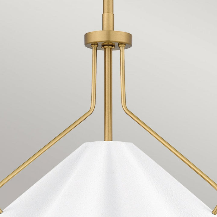Quoizel QZ-MEJIA-1P-S-AB Mejia 1 Light Pendant Aged Brass, Textured White Steel Shade